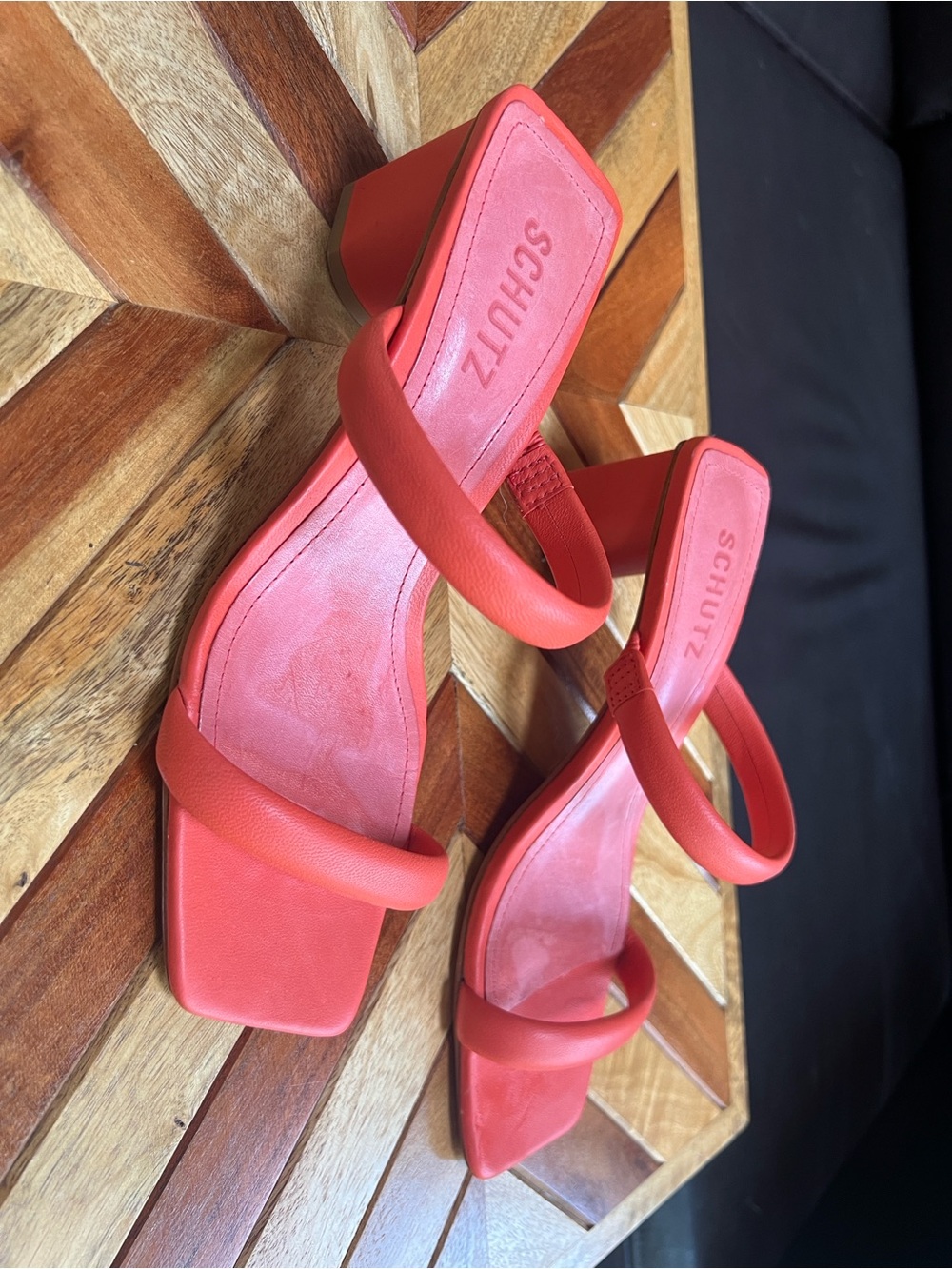 SCHUTZ Coral Double-Strap Block Heel Sandals